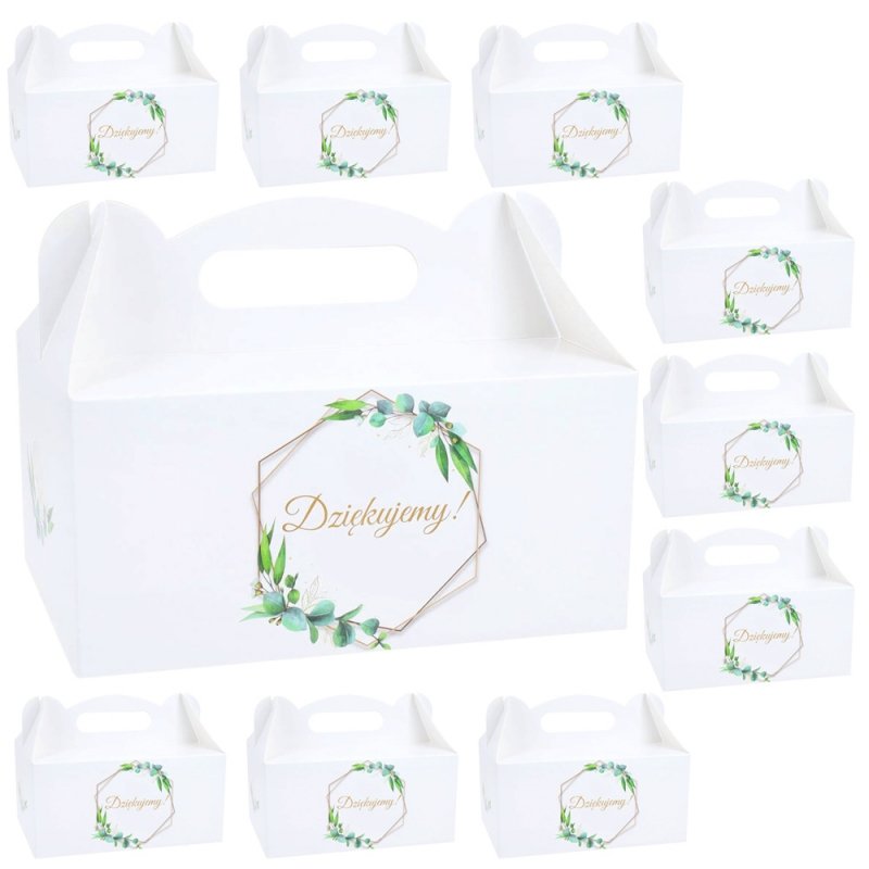 Pudełko Na Ciasto 10szt Listki Dziękujemy [50 kompletów]