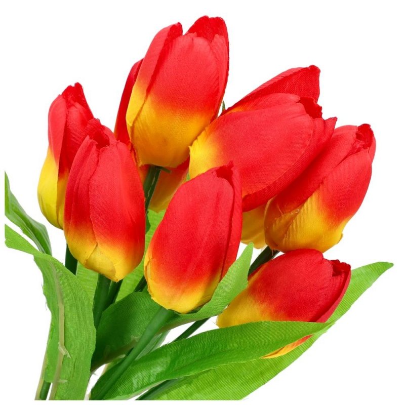 Bukiet Tulipanów Pomarańcz/Żółty Materiałowe [10 sztuk]