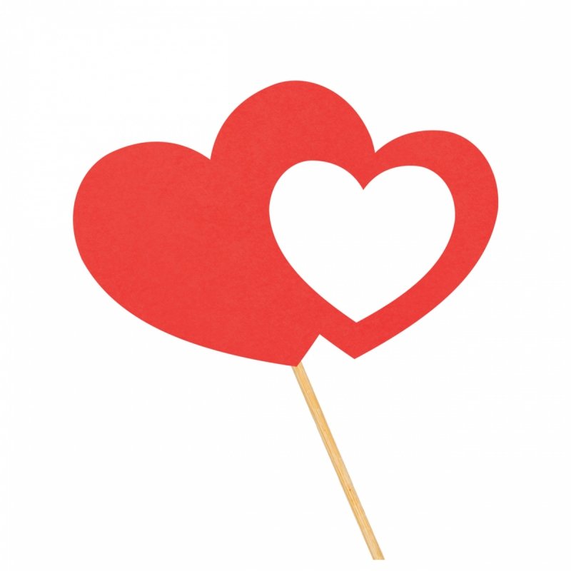 Topper Dwa Serca Papier Czerwony [10szt]