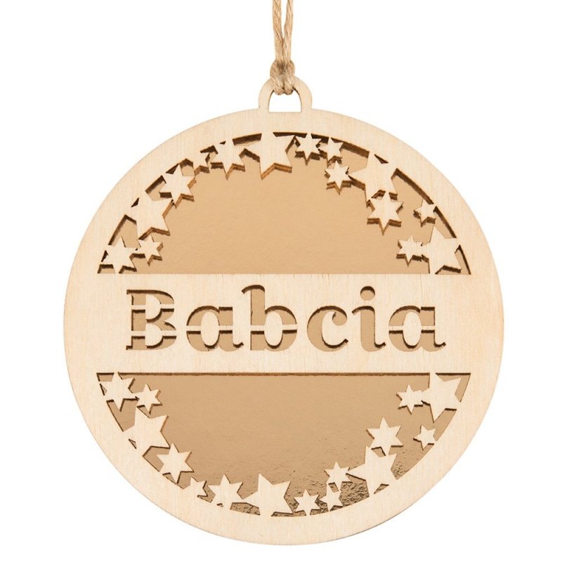 Bombka Babcia Złoto Gwiazdki Sklejka 8cm [ 100 sztuk ]