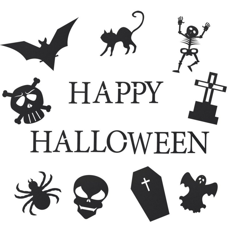 Zestaw Napis Happy Halloween Plus Dodatki Czerń [ Komplet 100 opakowań ]