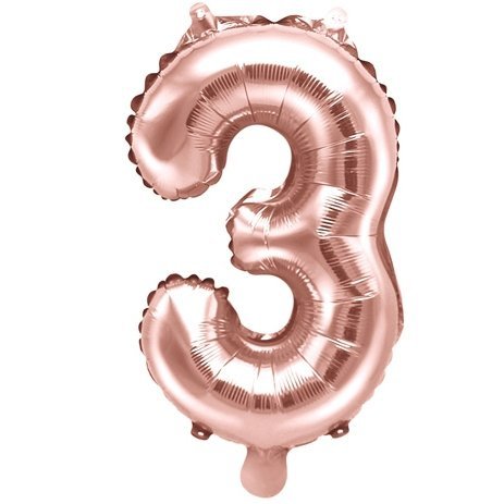 Balon Foliowy Cyferka &quot;3&quot; Rose Gold 100cm - [ Komplet - 10 sztuk]
