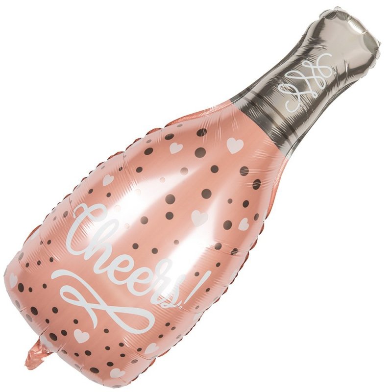 Balon Foliowy Szampan Różowy Cheers [ Zestaw 100 sztuk]