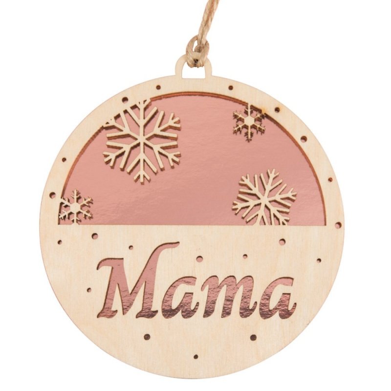 Bombka Mama RoseGold Śnieżynki Sklejka 8cm [ 100 sztuk ]