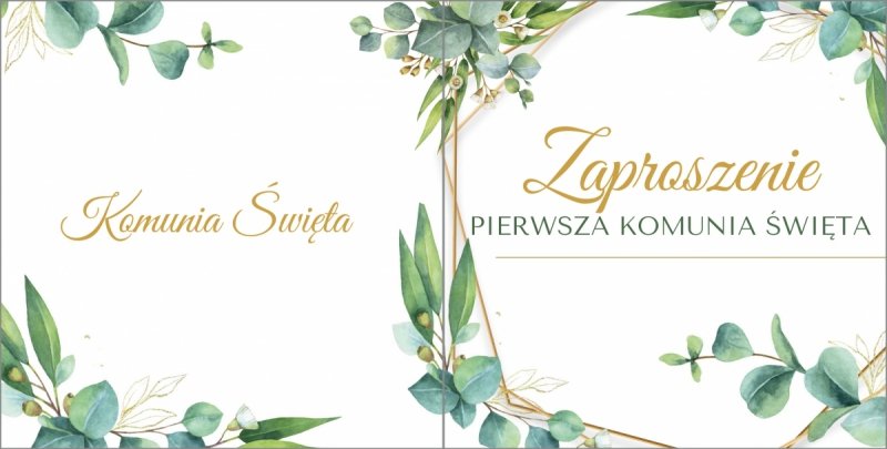 Zaproszenie Komunia Święta Eukaliptus [50 kompletów]