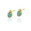 Kolczyki złote 585 ze szmaragdem 0,8ct brylantami K-1