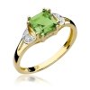 Pierścionek złoty 585 z brylantami 0,06ct oliwinem 1,10ct W-40B