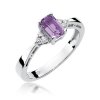 Pierścionek złoty 585 z brylantami 0,03ct ametystem 0,50ct W-2