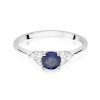 Pierścionek złoty 585 z brylantami 0,18ct szafirem 0,50ct W-451