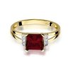 Pierścionek złoty 585 z brylantami 0,03ct granatem 1,30ct W-103