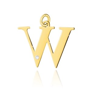 Zawieszka złota 585 literka litera W z brylantem 0,005ct 