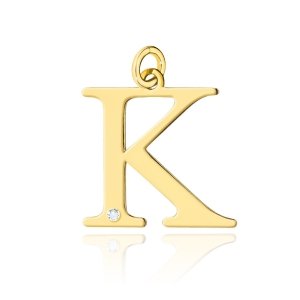 Zawieszka złota 585 literka litera K z brylantem 0,005ct 