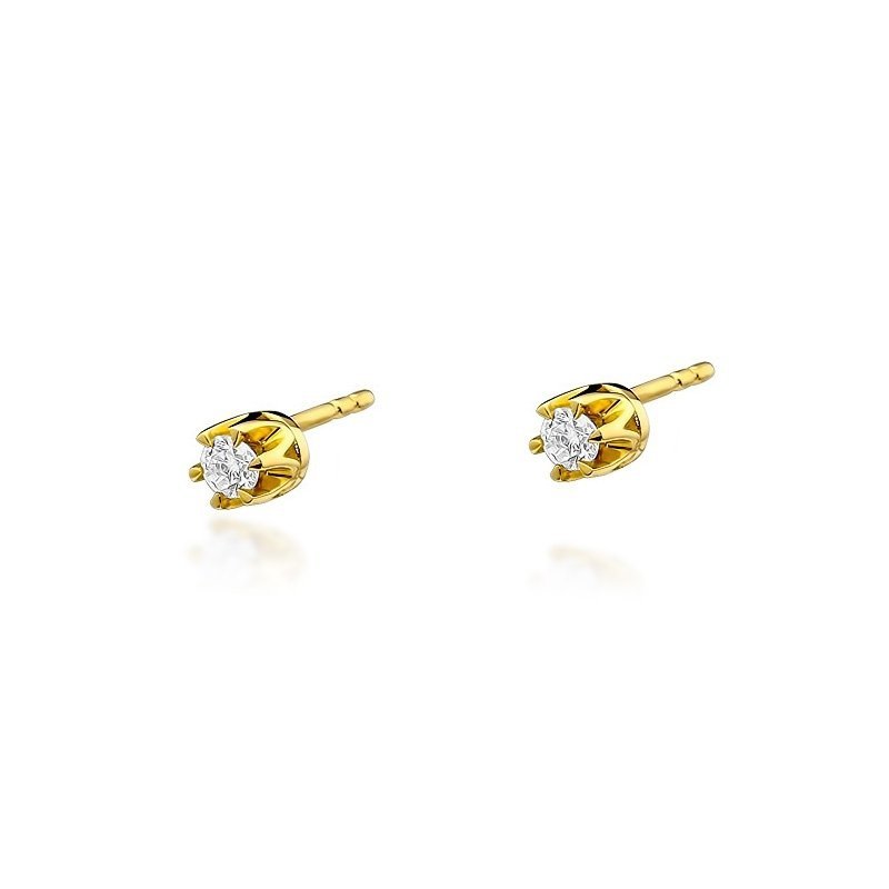Kolczyki złote 585 brylantami 0,16ct KO-32