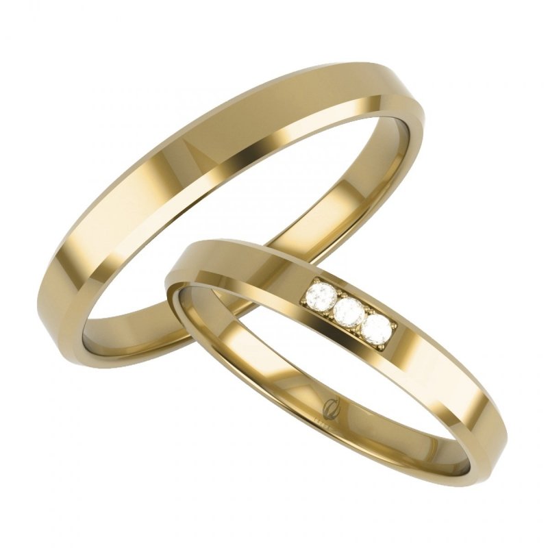 Obrączki złote ślubne 585 grawer 3mm brylanty 0,03ct 