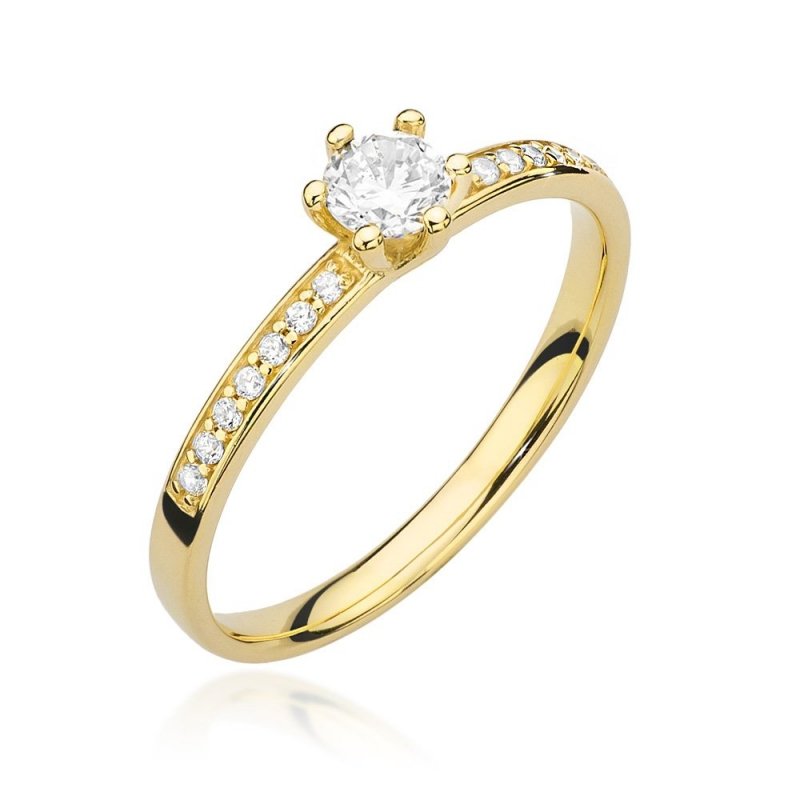 Pierścionek złoty 585 z brylantami 0,37ct W-459b zaręczynowy