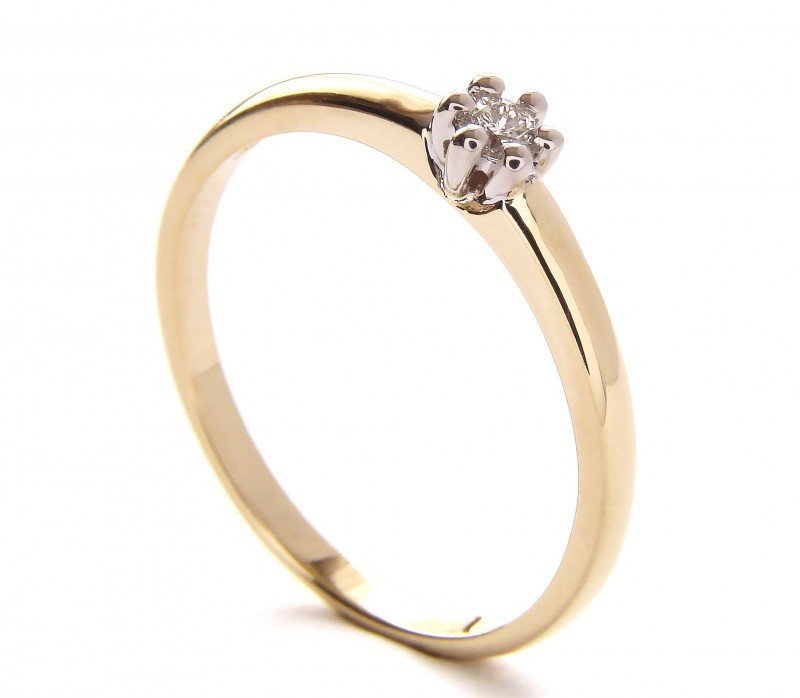Pierścionek z brylantem 0,08ct PR. 585