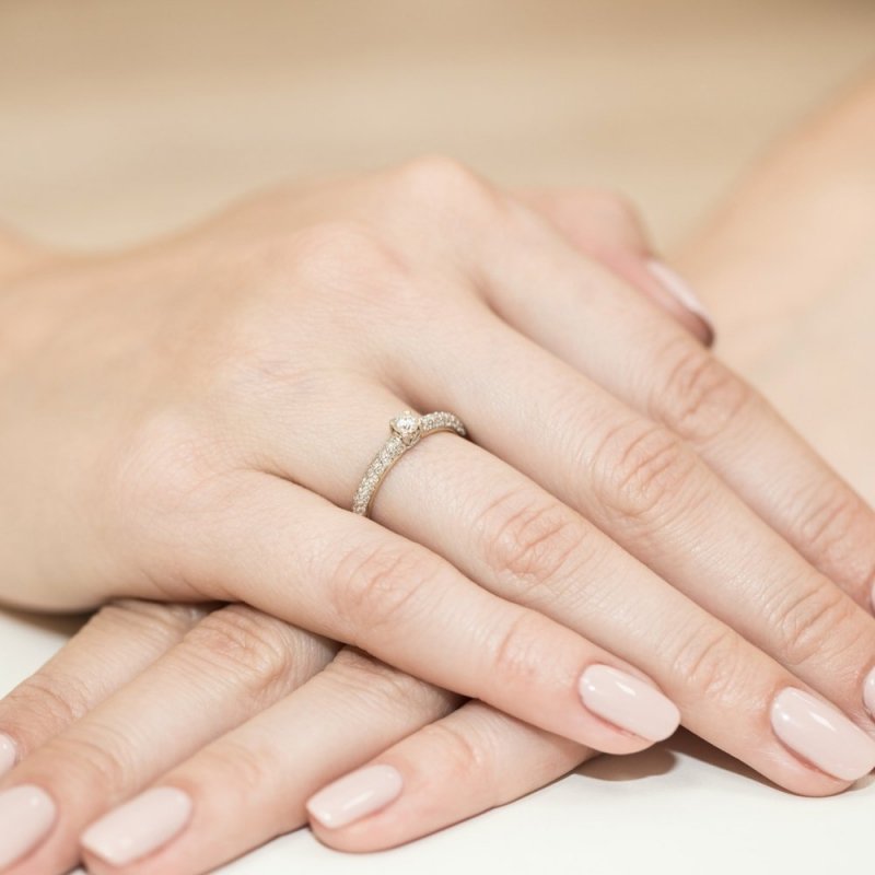 Pierścionek złoty 585 z brylantami 0,36ct W-200 zaręczynowy