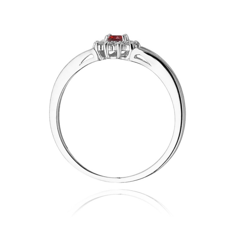 Pierścionek złoty 585 z brylantami 0,09ct rubinem 0,15ct W-185