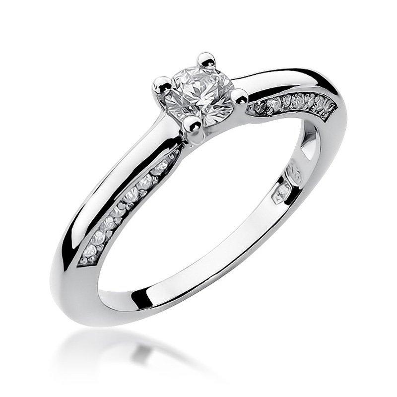 Pierścionek złoty 585 z brylantami 0,44ct W-9 zaręczynowy