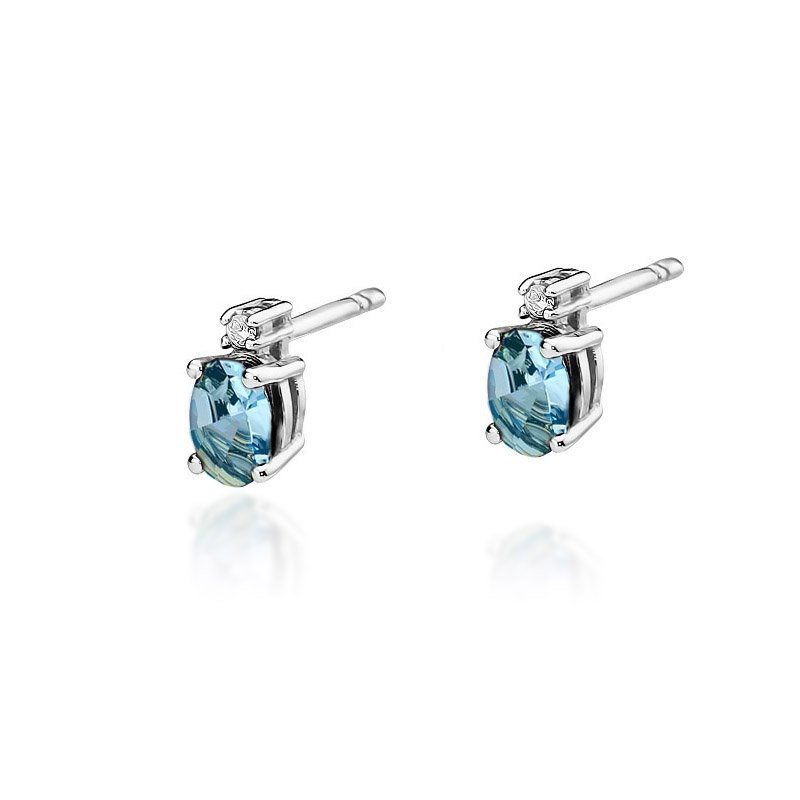 Kolczyki złote 585 z topazem1,0ct brylantami KO-1
