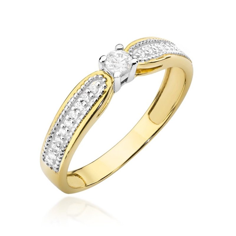 Pierścionek złoty 585 z brylantem 0,17ct zaręczynowy W-449