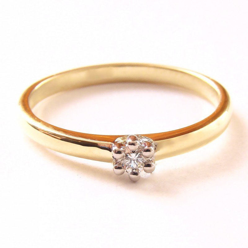 Pierścionek z brylantem 0,08ct PR. 585