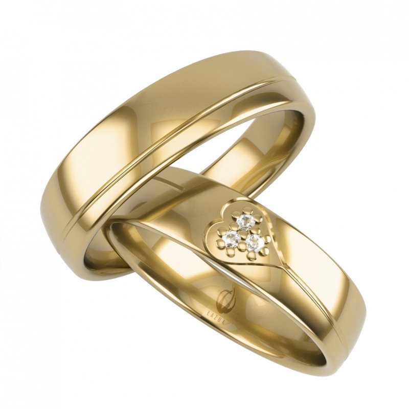 Obrączki złote 585 z brylantami 5mm 14k GRAWER 2 sztuki