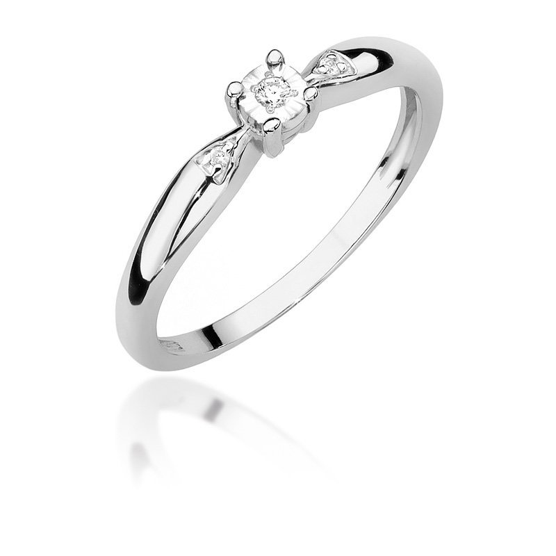 Pierścionek złoty 585 z brylantem 0,03ct zaręczynowy W-469