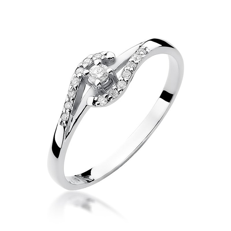 Pierścionek złoty 585 z brylantem 0,11ct zaręczynowy W-237