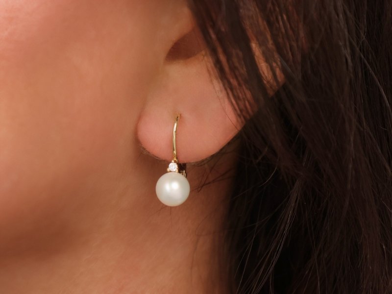 Kolczyki złote 585 z perłami perłą