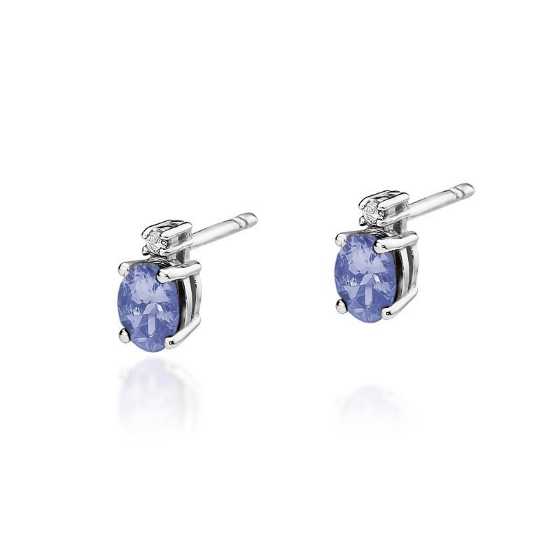 Kolczyki złote 585 z tanzanitem 0,8ct brylantami K-1