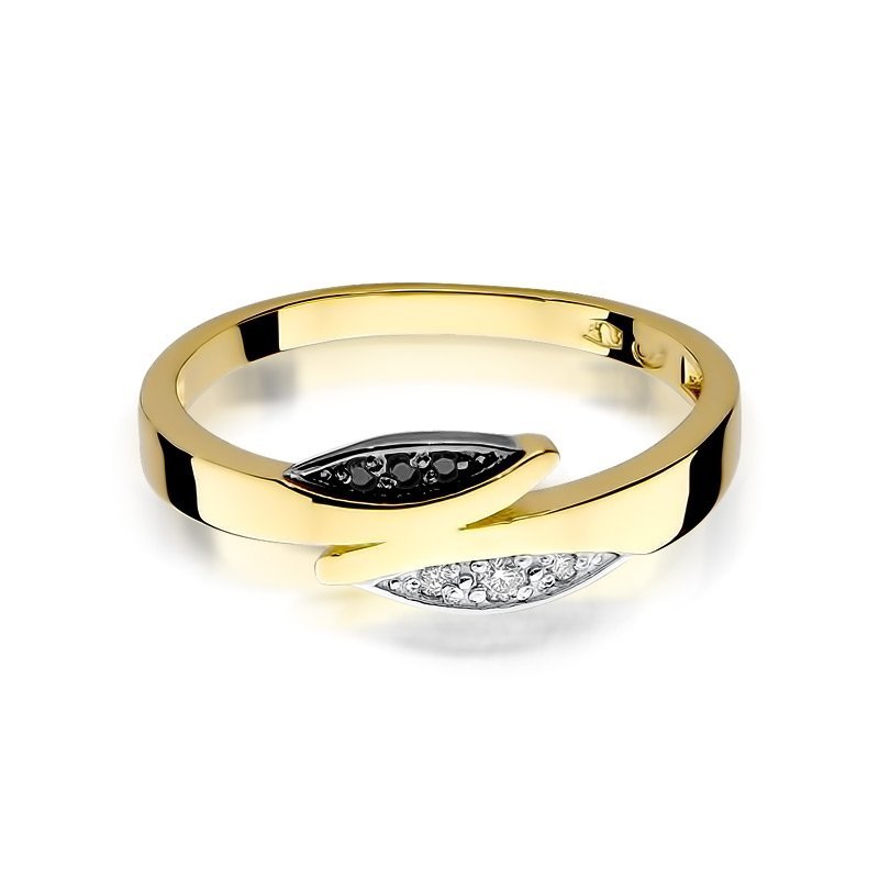 Pierścionek złoty 585 z brylantami czarnymi 0,05ct  W-107