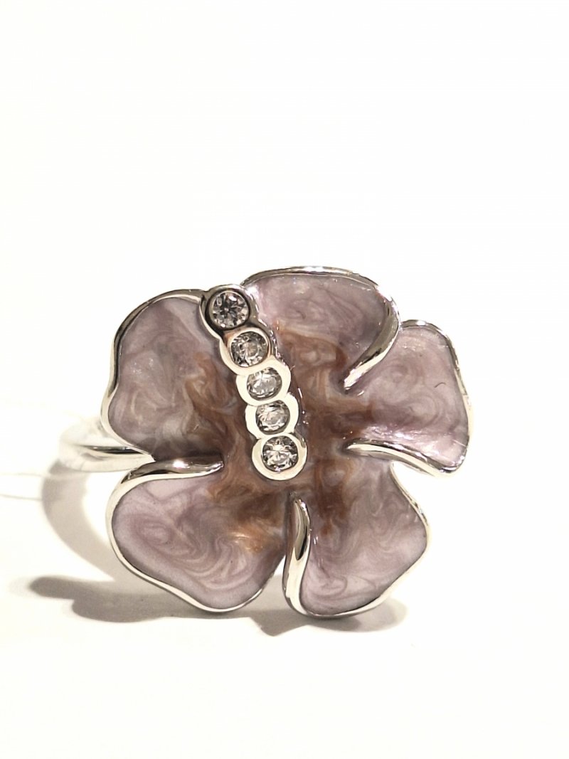 SREBRNY PIERŚCIONEK 925 Z EMALIĄ R.14 KWIAT