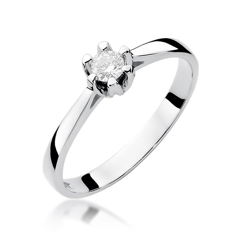 Pierścionek złoty 585 z brylantem 0,12ct zaręczynowy W-299