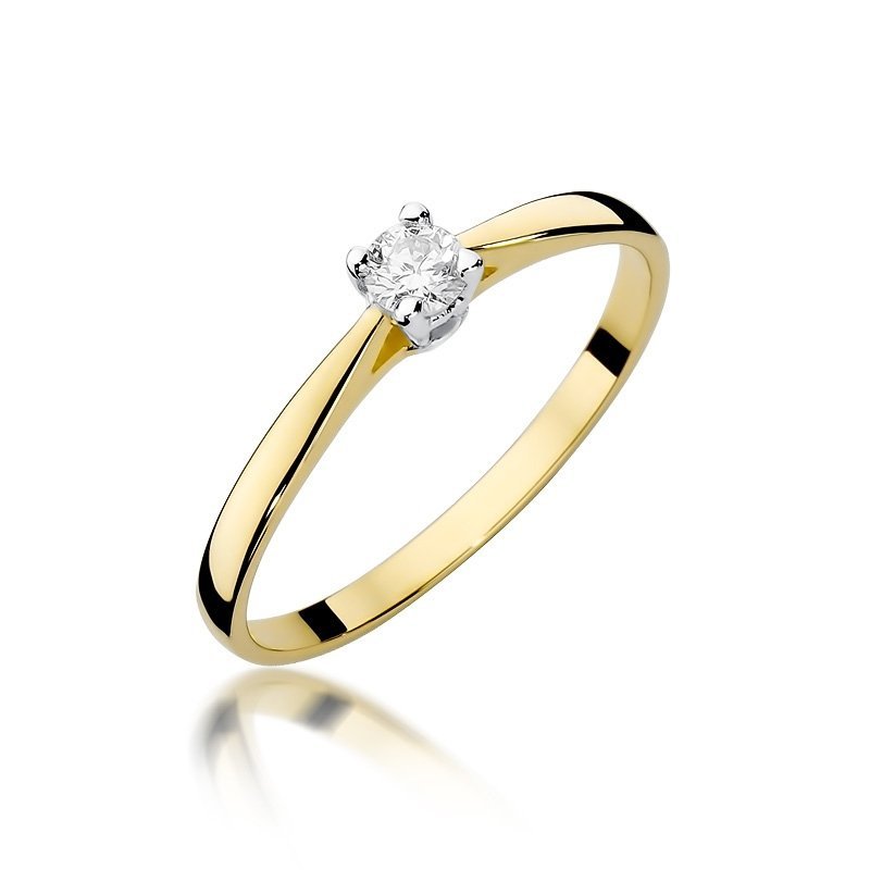 Pierścionek złoty 585 z brylantem 0,15ct zaręczynowy W-335