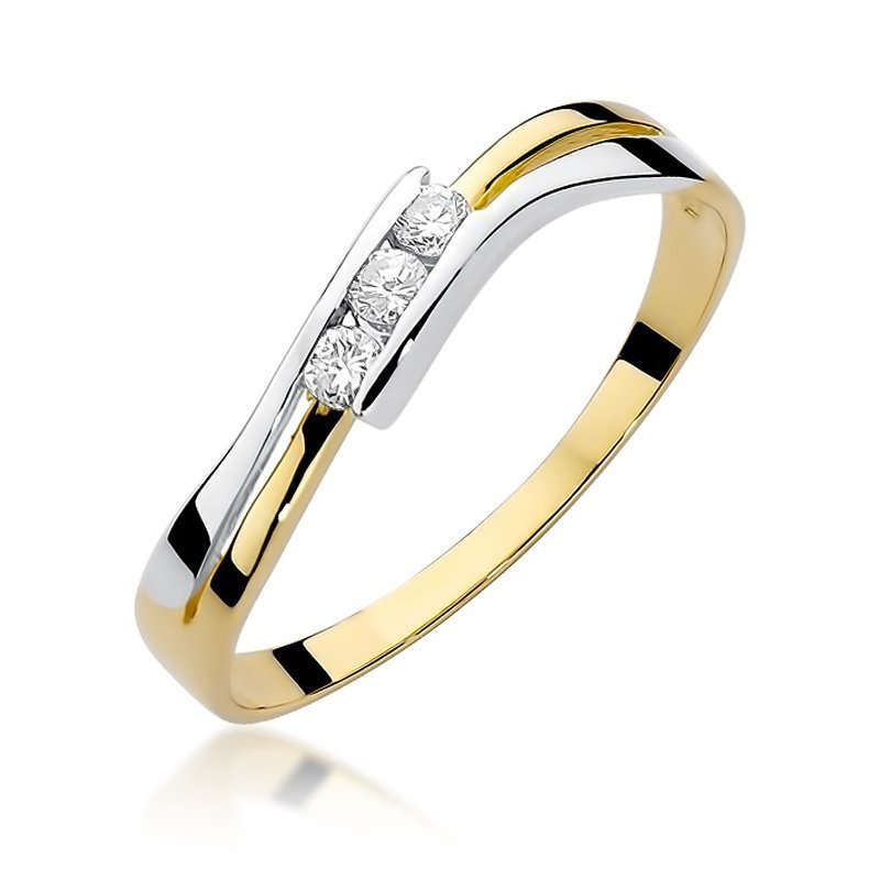 Pierścionek złoty 585 z brylantami 0,12ct zaręczynowy W-159