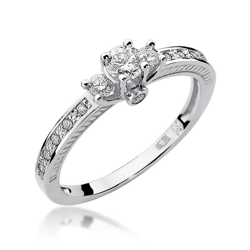 Pierścionek złoty 585 z brylantami 0,42ct W-199 zaręczynowy