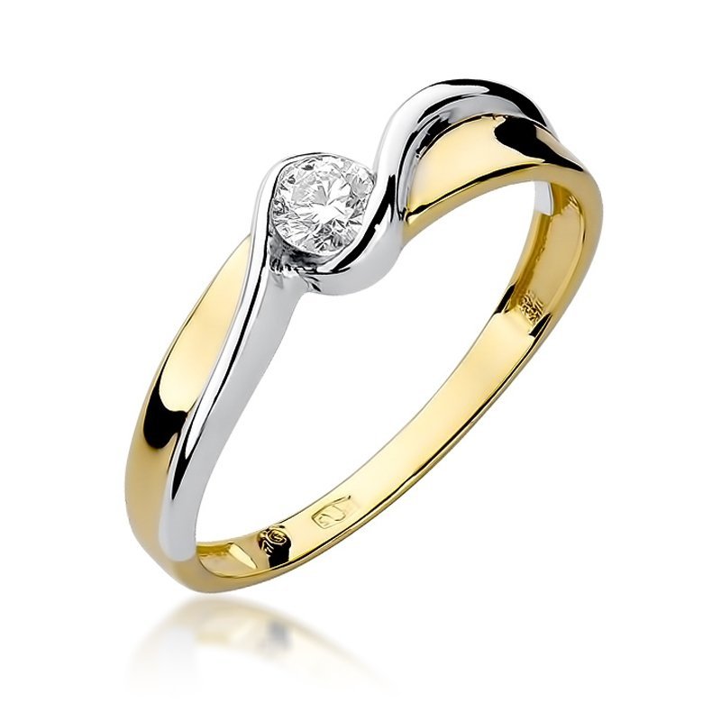 Pierścionek złoty 585 z brylantem 0,15ct zaręczynowy W-278