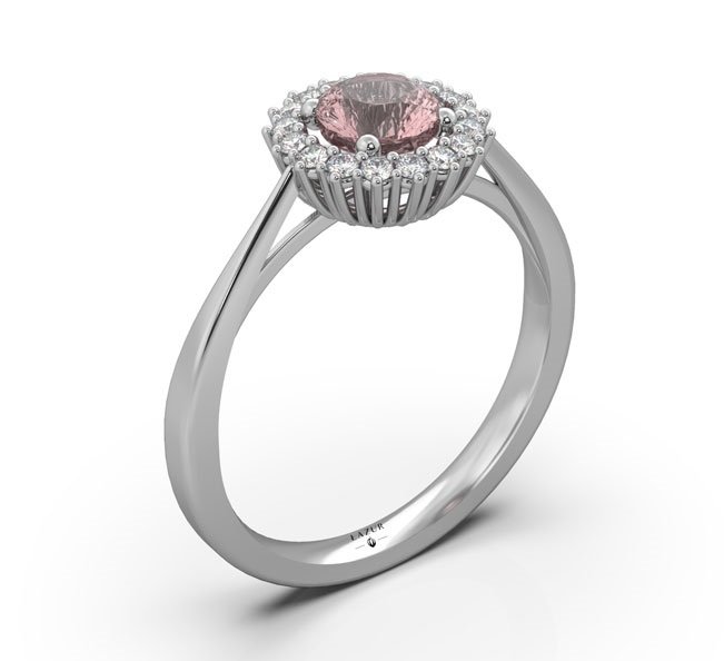 Pierścionek złoty 585 z morganitem i brylantami 0,136ct BR-112