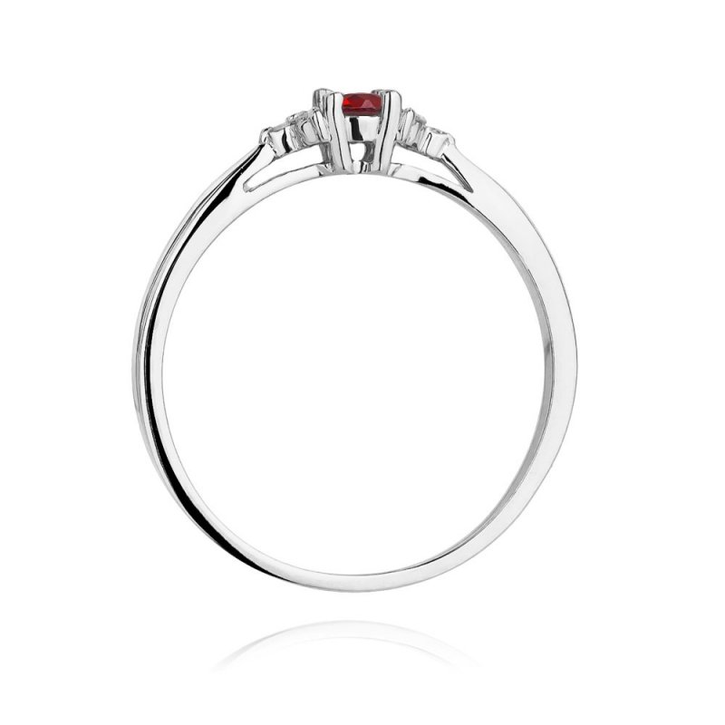 Pierścionek złoty 585 z brylantami 0,03ct rubinem 0,15ct W-428
