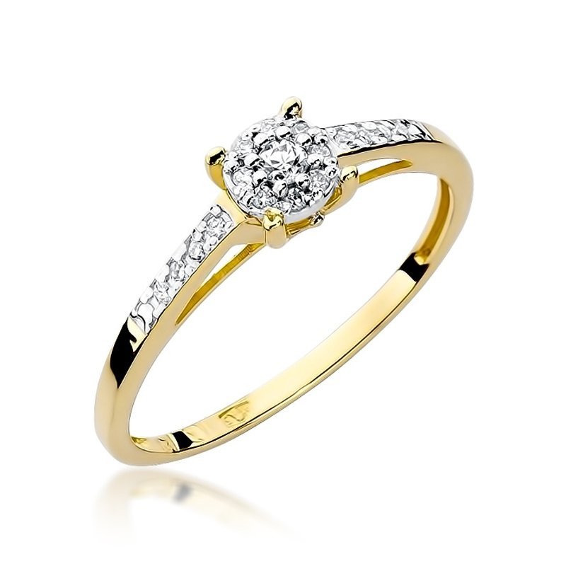 Pierścionek złoty 585 z brylantem 0,12ct zaręczynowy W-55