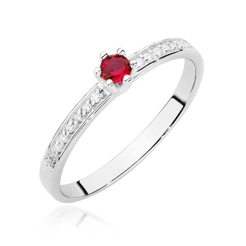 Pierścionek złoty 585 z brylantami 0,07ct rubinem 0,15ct BC-031