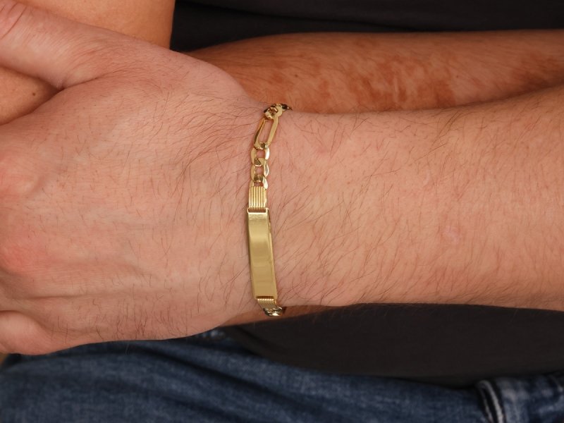 Bransoletka złota 585 blaszka pod grawer figaro 21cm 7.43g