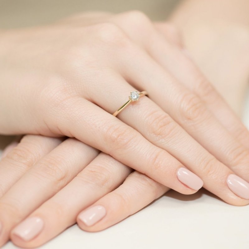 Pierścionek złoty 585 z brylantem 0,15ct zaręczynowy W-365