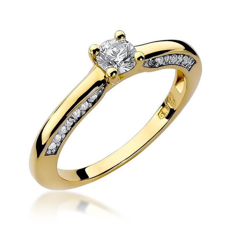 Pierścionek złoty 585 z brylantami 0,44ct W-9 zaręczynowy