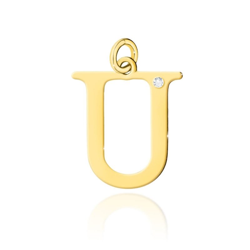 Zawieszka złota 585 literka litera W z brylantem 0,005ct 