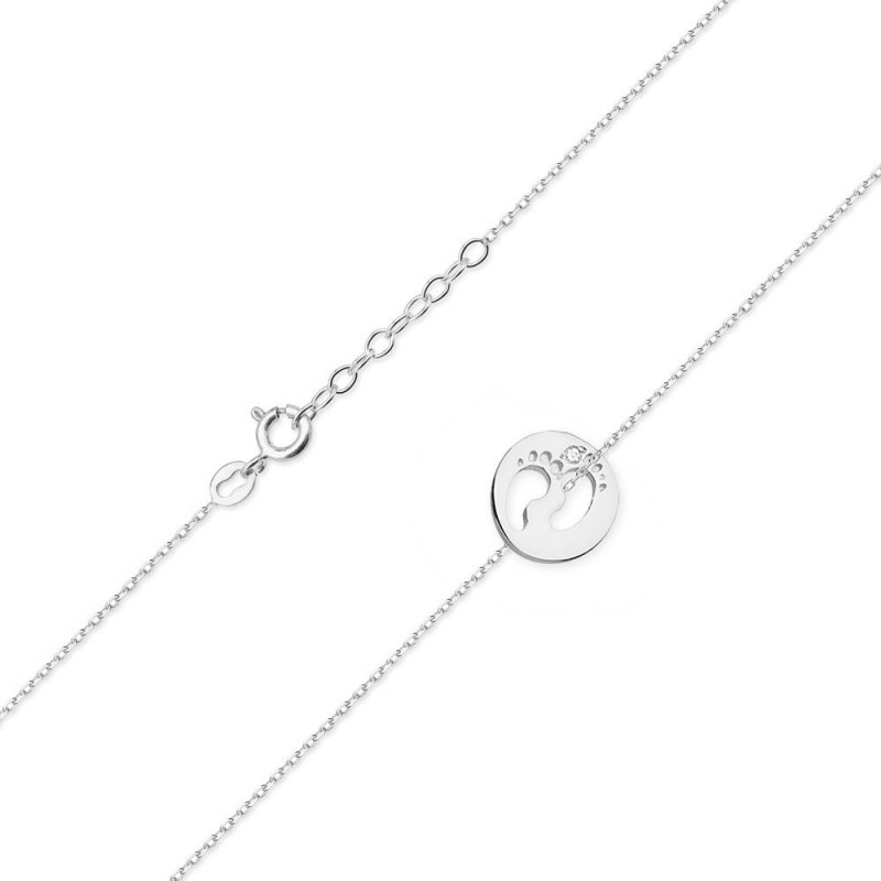 Łańcuszek złoty 585 stópki z brylantami 0,005ct C-5