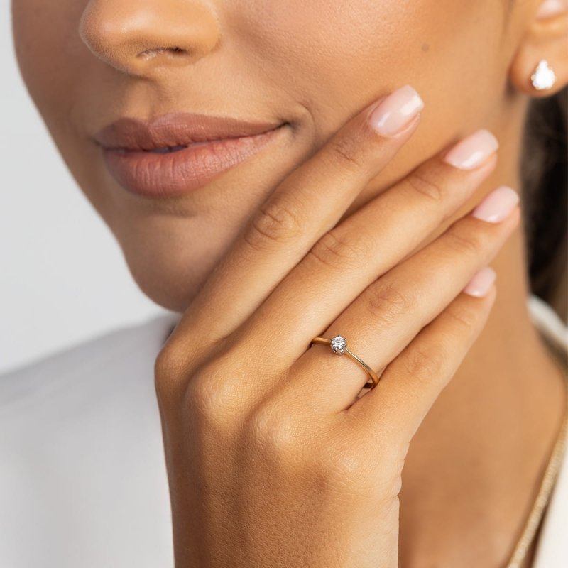 Pierścionek złoty 585 diament laboratoryjny 0,10ct W0220