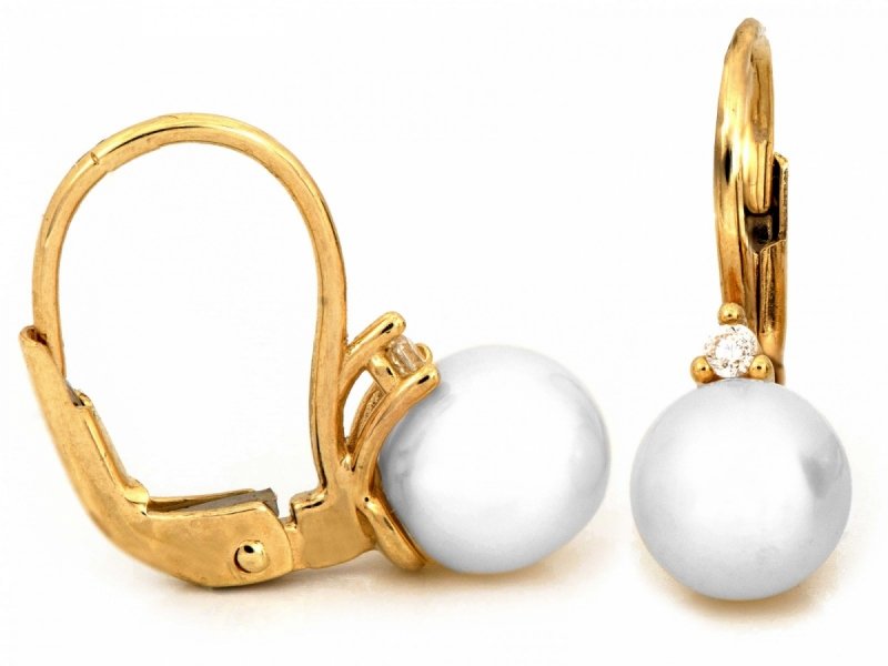 Kolczyki złote 585 z perłami perłą