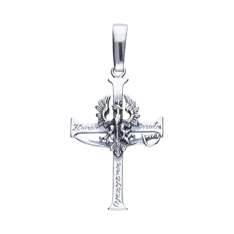 ZAWIESZKA ORZEŁ KRZYŻ BÓG HONOR CNOTA OJCZYZNA SREBRO 925